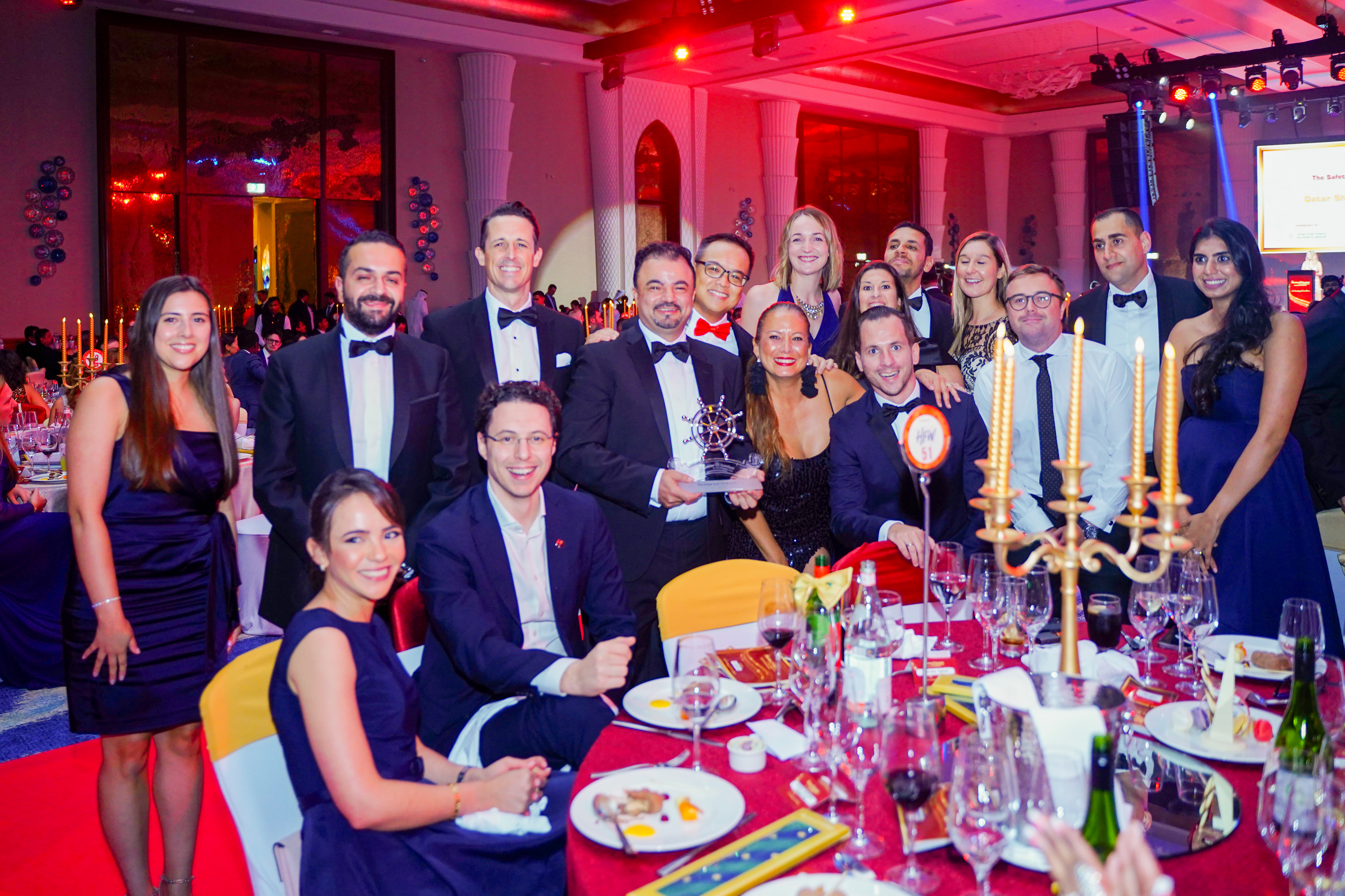 TMS Awards attendees celebrating maritime achievements on their company sponsored table